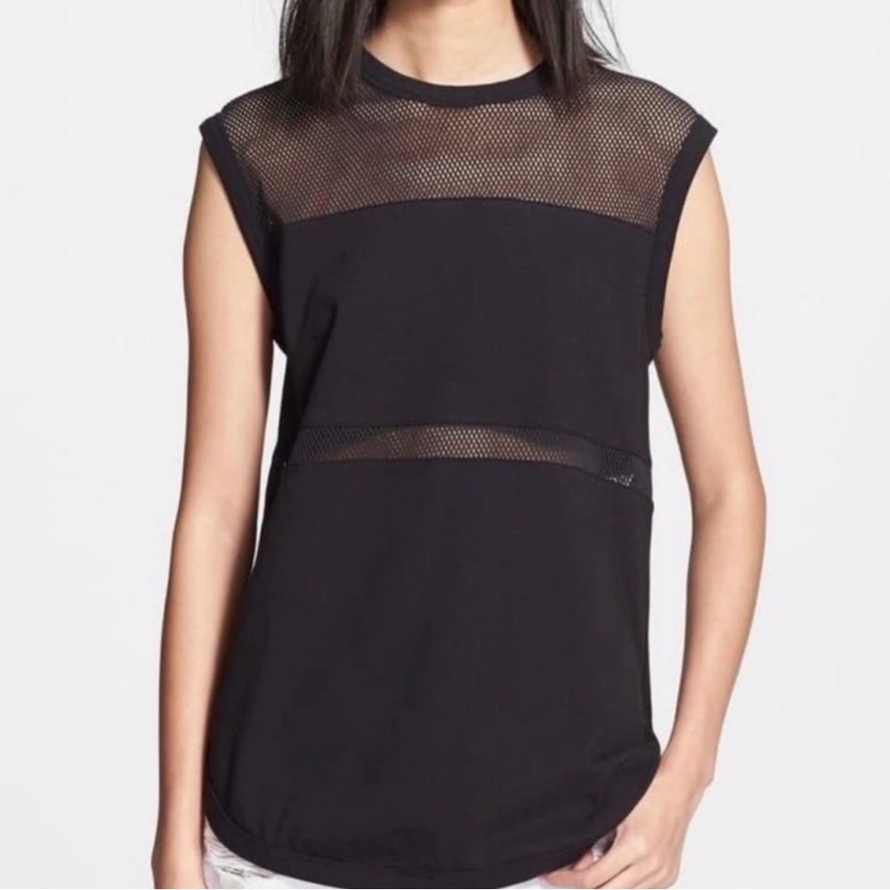 Rag & Bone Marlo Paneled Tank Mesh Sleeveless Top Black Women's Size Medium M - Picture 7 of 7